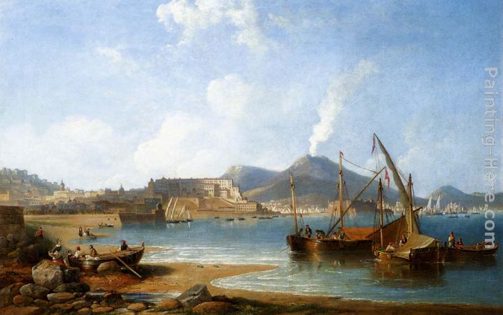 The Bay Of Naples With Vesuvius Beyond painting - James Wilson Carmichael The Bay Of Naples With Vesuvius Beyond art painting